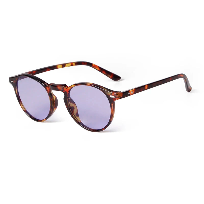 Vintage Rivet Tortoiseshell Small round Sunglasses for Men Women 2024 Brand Design Classic Green Sun Glasses Gafas De Sol