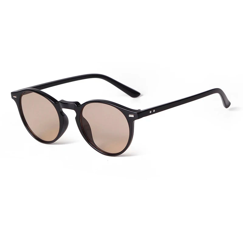 Vintage Rivet Tortoiseshell Small round Sunglasses for Men Women 2024 Brand Design Classic Green Sun Glasses Gafas De Sol