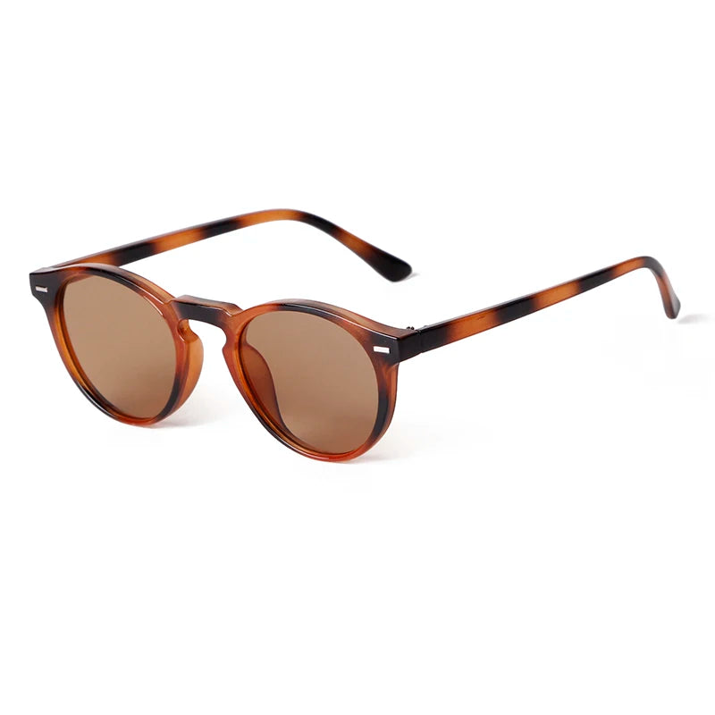 Vintage Rivet Tortoiseshell Small round Sunglasses for Men Women 2024 Brand Design Classic Green Sun Glasses Gafas De Sol