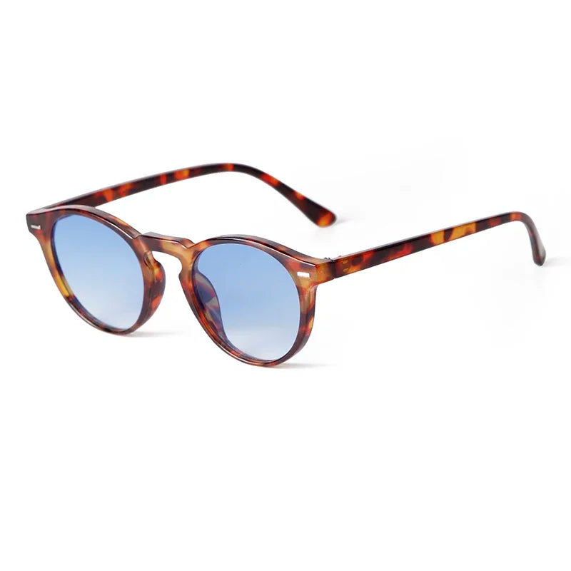 Vintage Rivet Tortoiseshell Small round Sunglasses for Men Women 2024 Brand Design Classic Green Sun Glasses Gafas De Sol