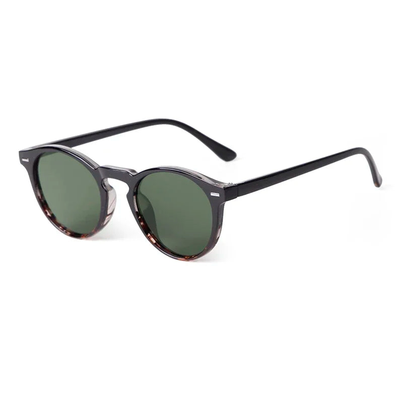 Vintage Rivet Tortoiseshell Small round Sunglasses for Men Women 2024 Brand Design Classic Green Sun Glasses Gafas De Sol